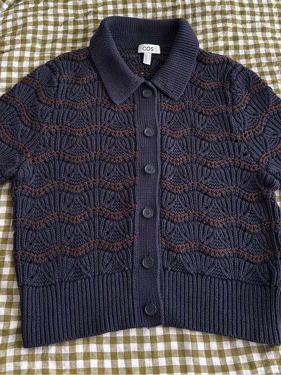 COS Sweaters - COS Pointelle-Knit Short Sleeve Cardigan